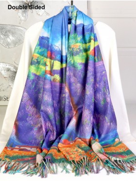 Irises Double-sided Oil Painting Design Fashion Scarf